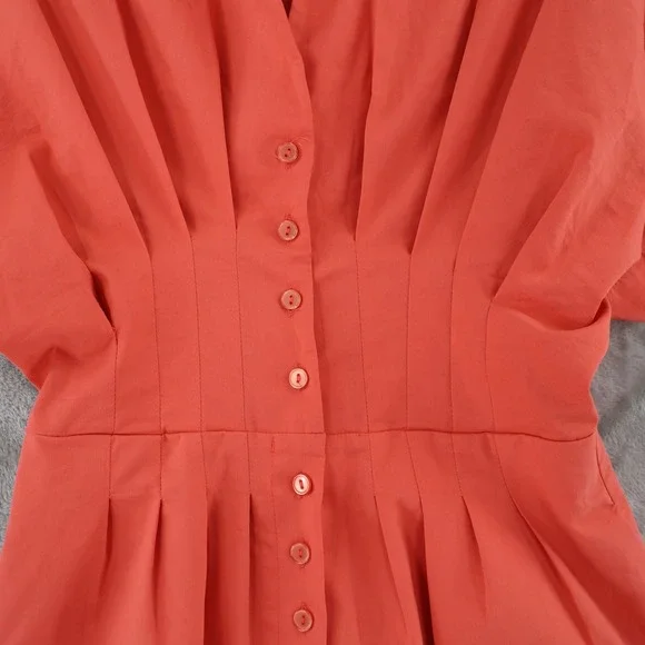 Exquise Jumpsuit Women XSP Pink Wide Leg Button Front Pleated Waist Short Sleeve - Picture 5 of 16